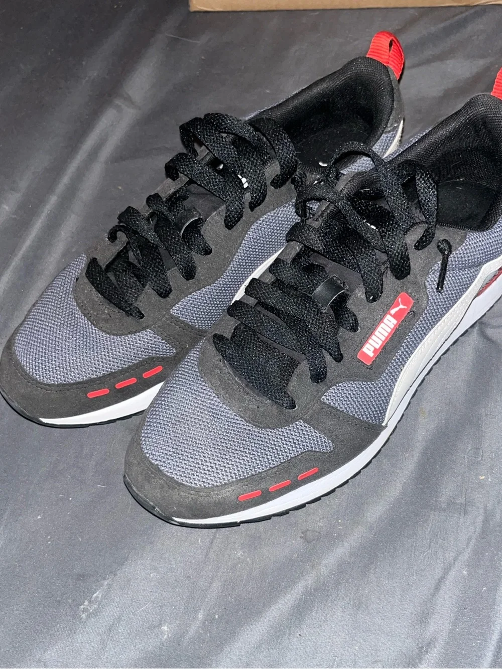Puma  Black, Gray & Red Casual Sneakers